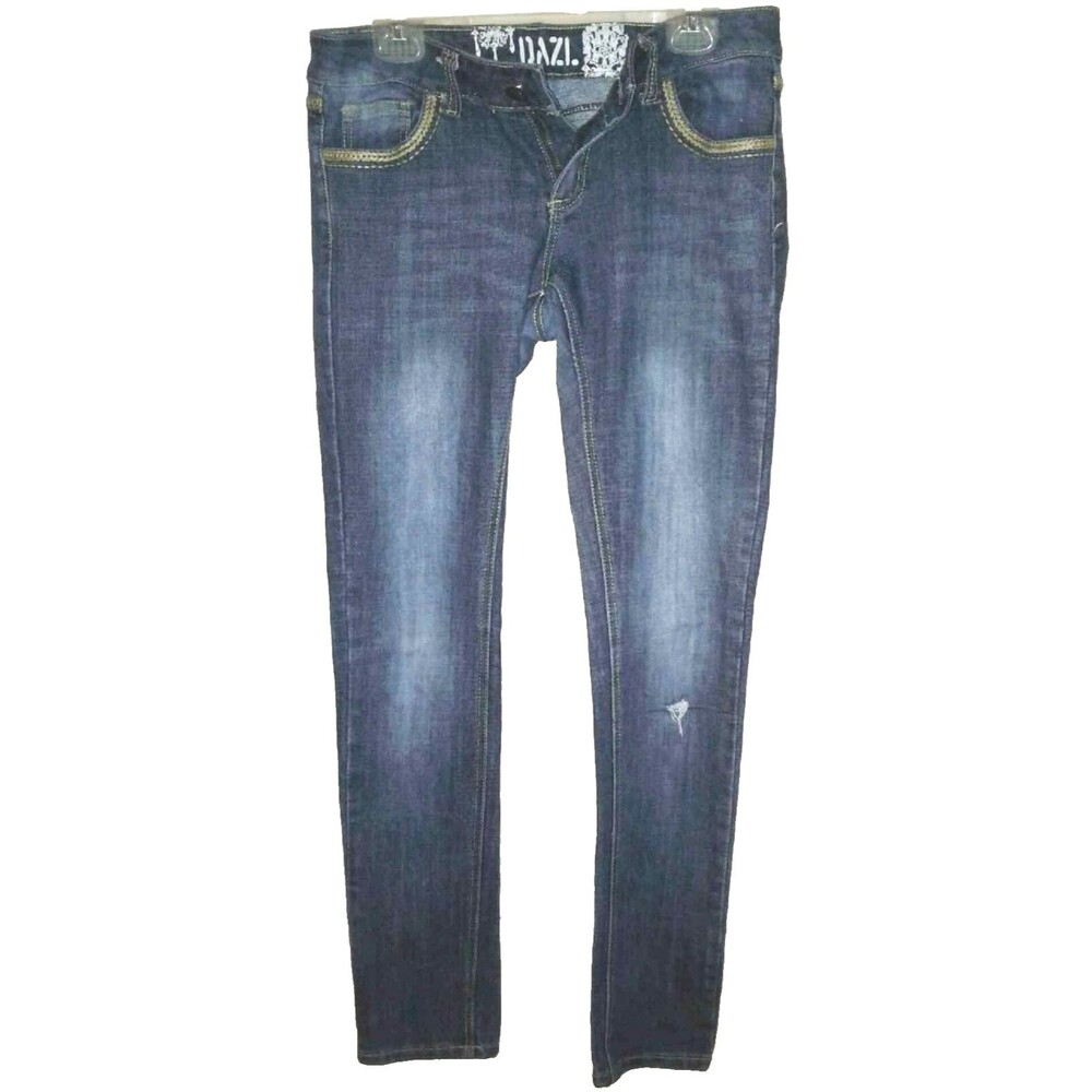 DAZL Denim Blue Ripped Distressed Skinny Leg Jeans Pants Women Juniors Size 7